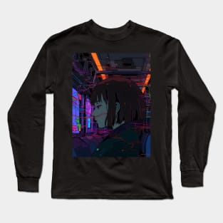 Enter the Digital Realm: Cyberpunk Aesthetics, Mind-Bending Anime, and Futuristic Manga Art Long Sleeve T-Shirt